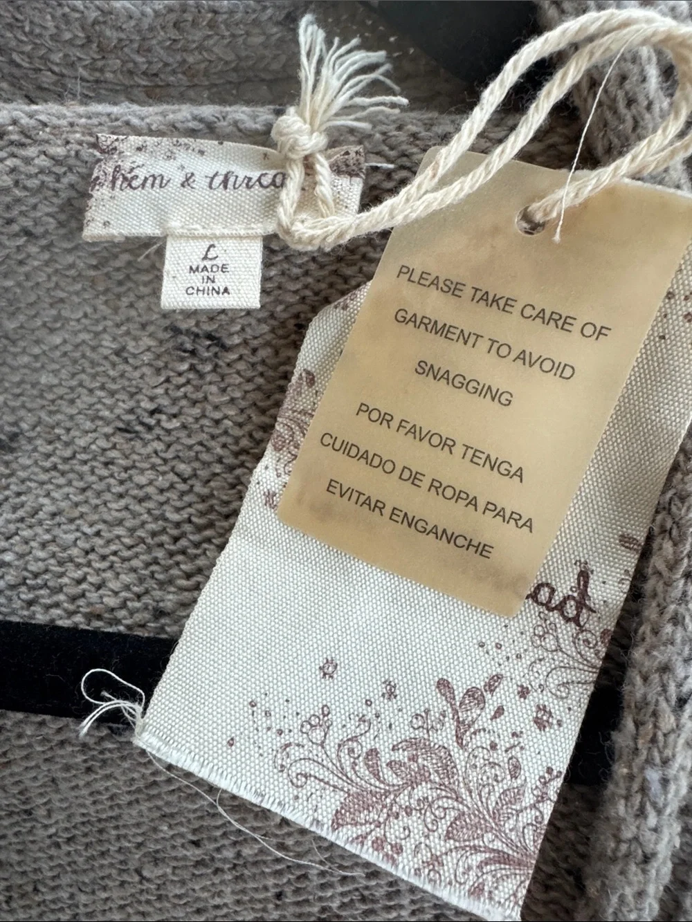 Hem & Thread Exterior Seams Speckled grandpa Cardigan #32663 Neutral Large NWT